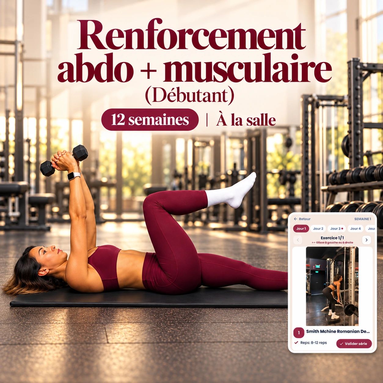 Programme Renforcement abdo et musculaire débutant de 12 semaines à la salle