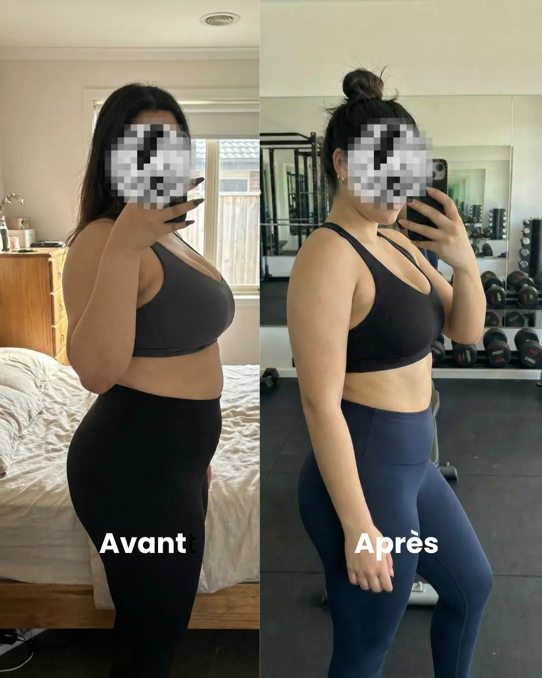 Transformation avant et après d’une cliente Pina Biofit 3