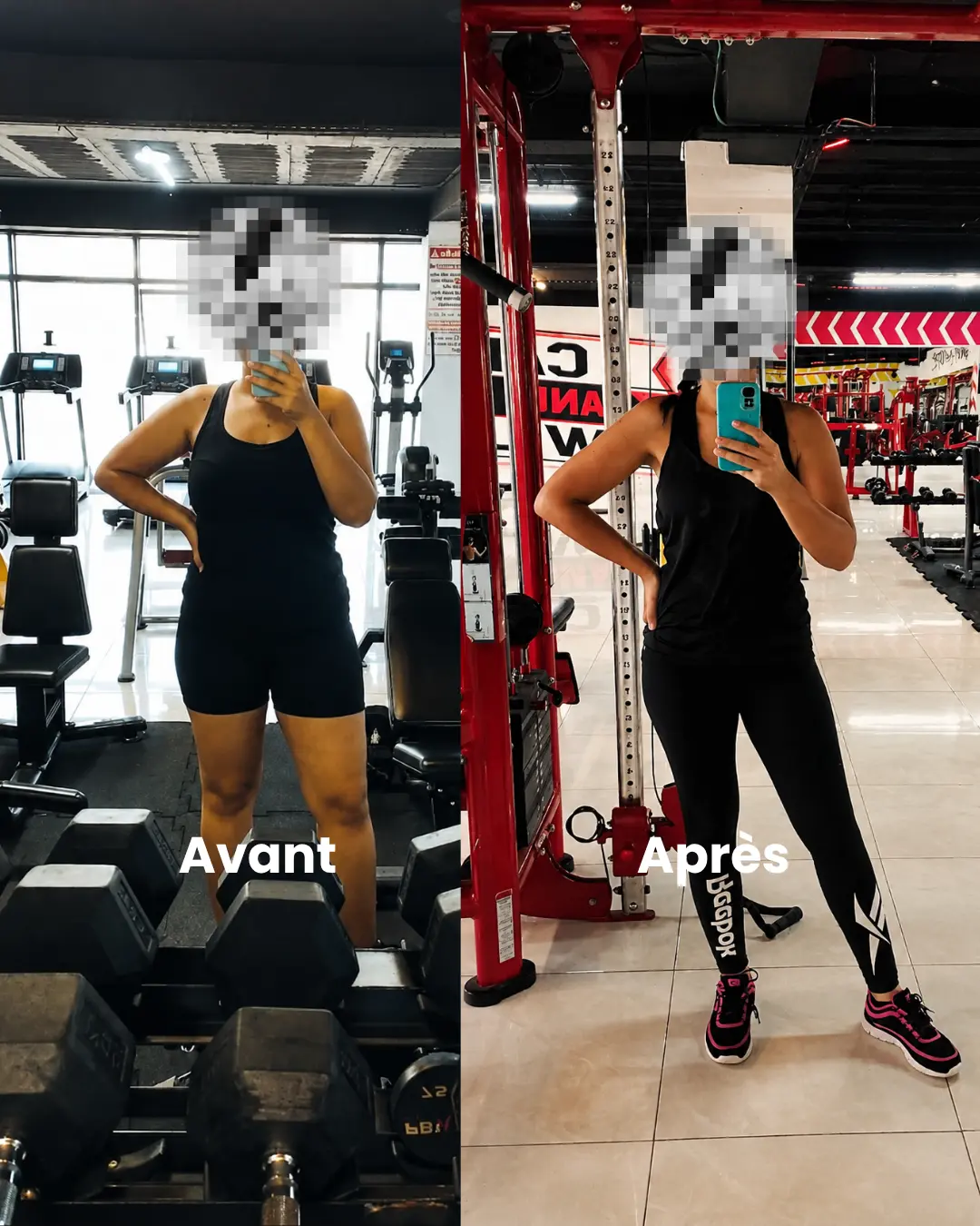 Transformation avant et après d'une cliente Pina Biofit