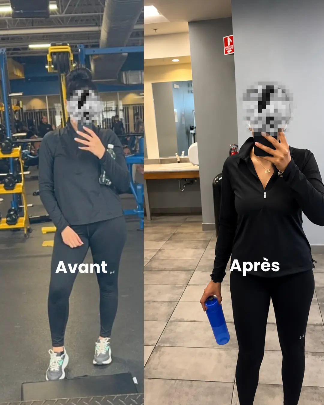 Transformation avant et après d'une cliente Pina Biofit