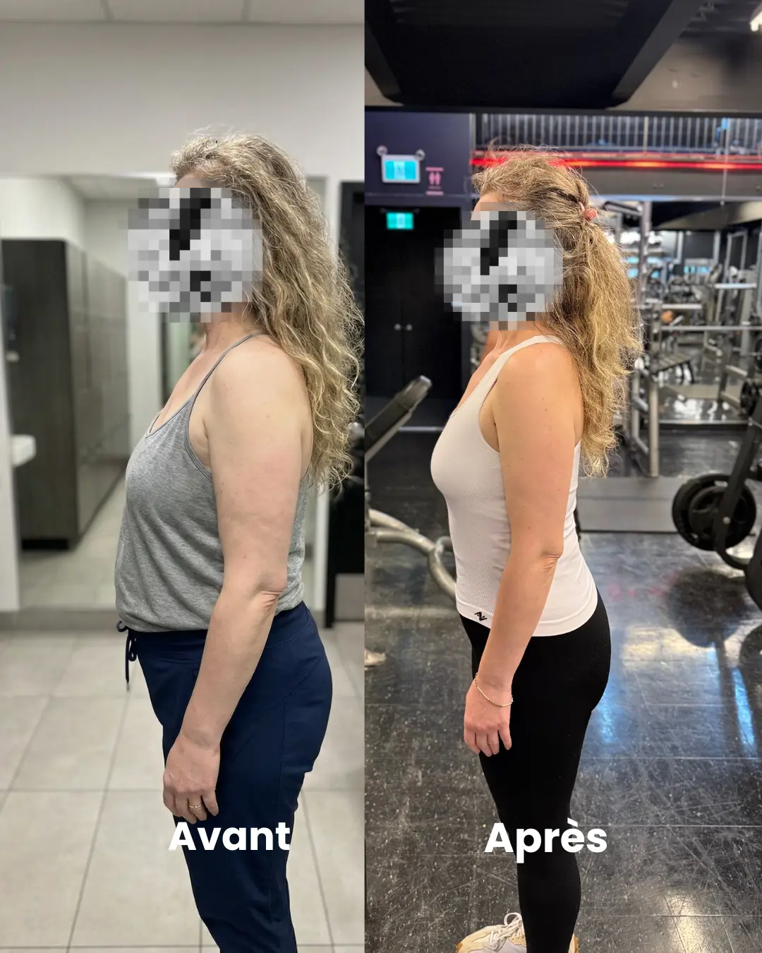 Transformation avant et après d'une cliente Pina Biofit