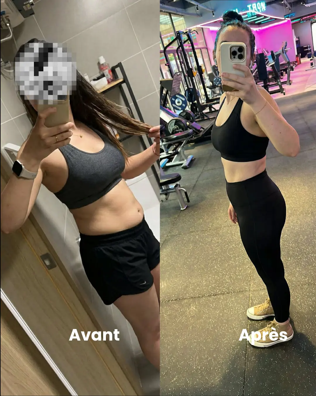 Transformation avant et après d'une cliente Pina Biofit