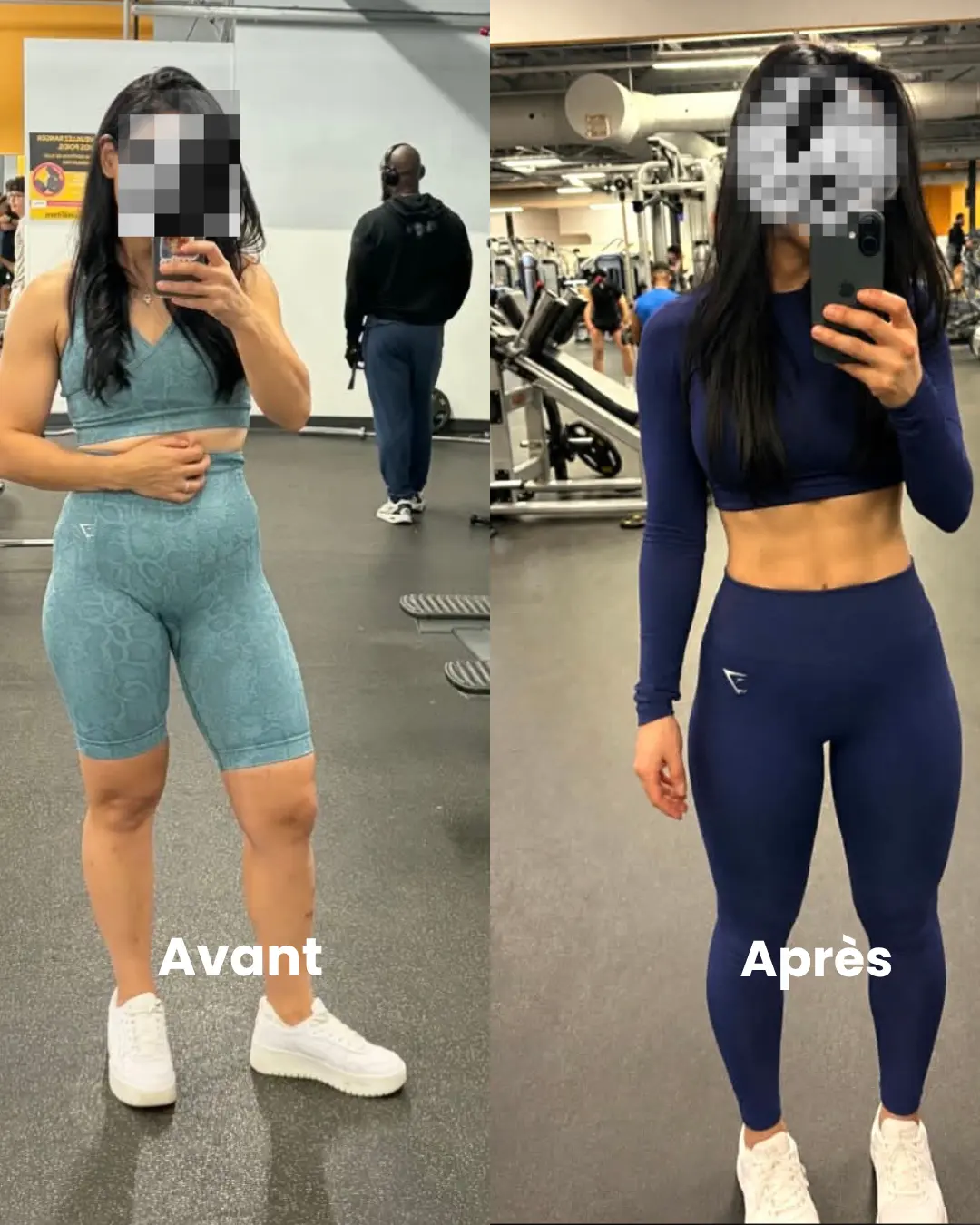 Transformation avant et après d'une cliente Pina Biofit