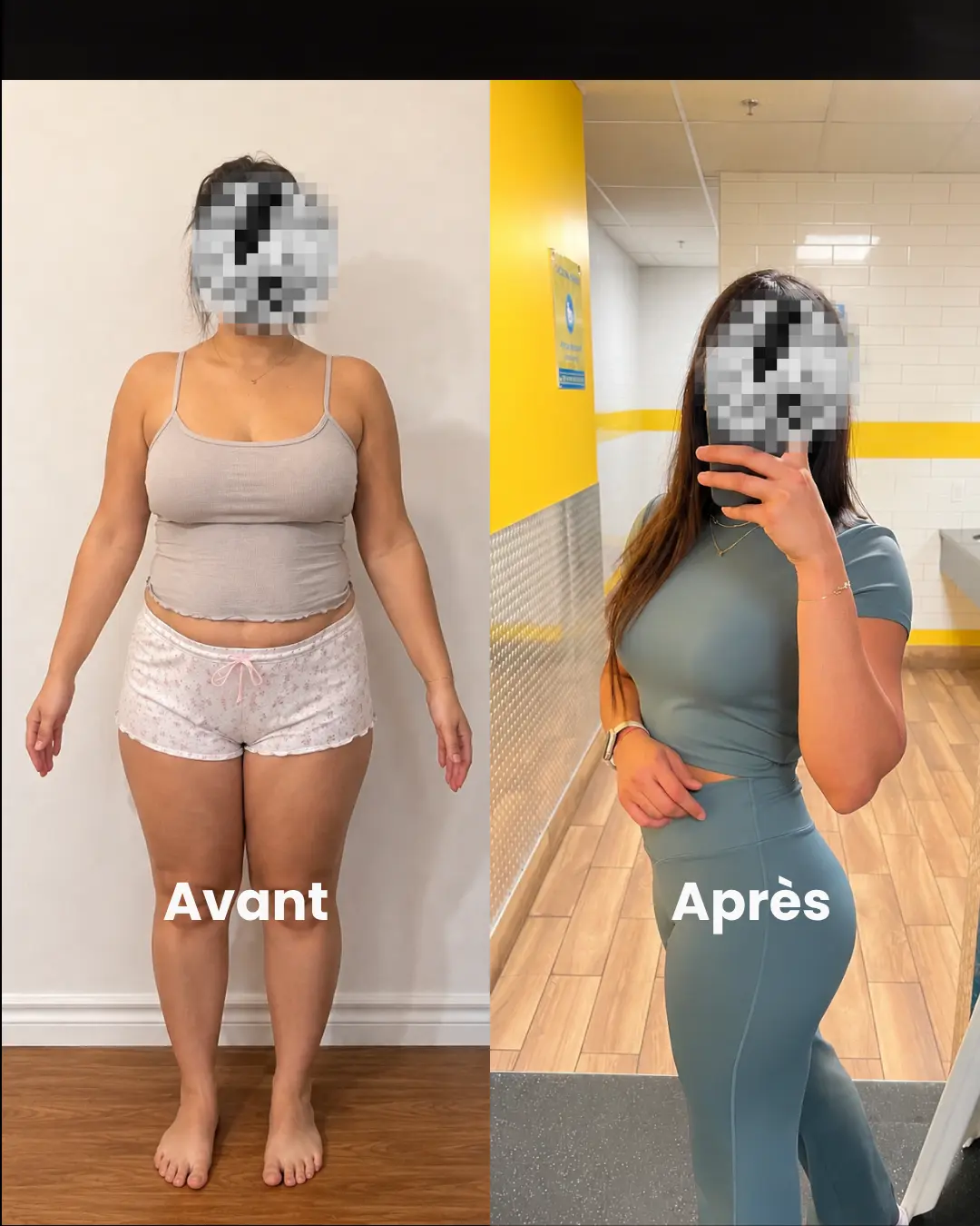 Transformation avant et après d'une cliente Pina Biofit