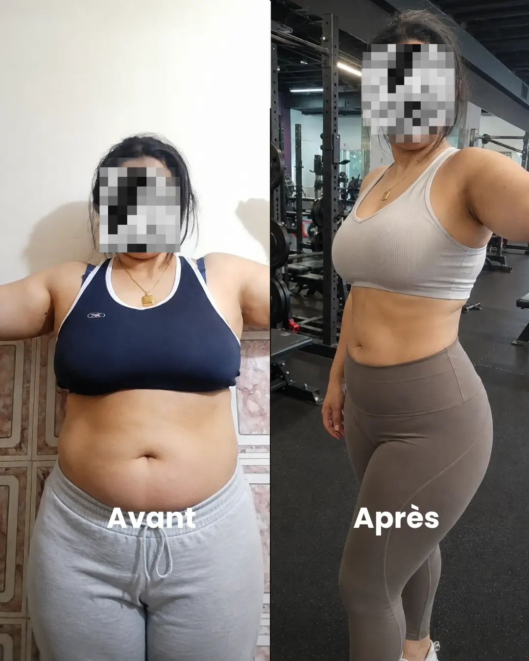 Transformation avant et après d'une cliente Pina Biofit