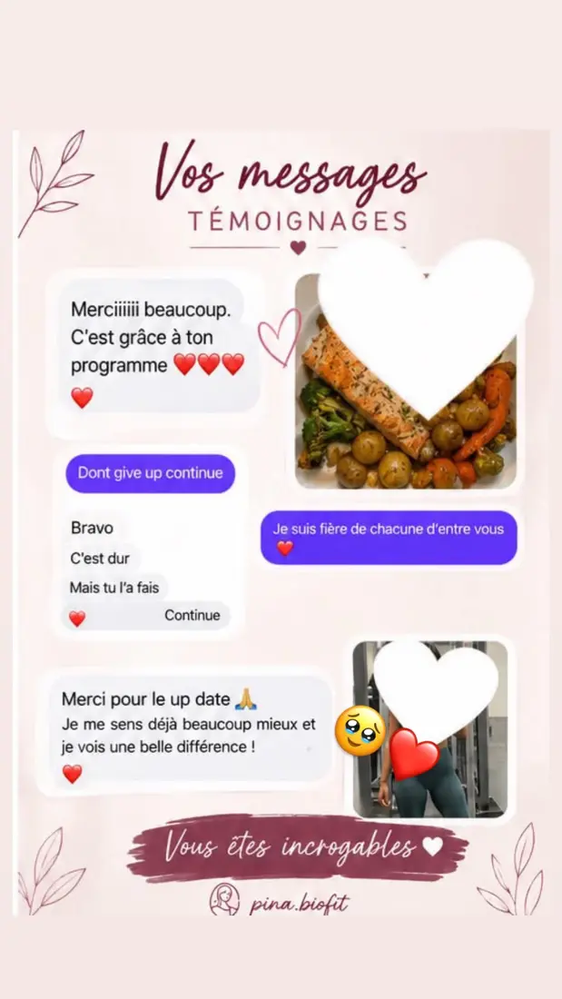 Messages de satisfaction de clientes Pina Biofit