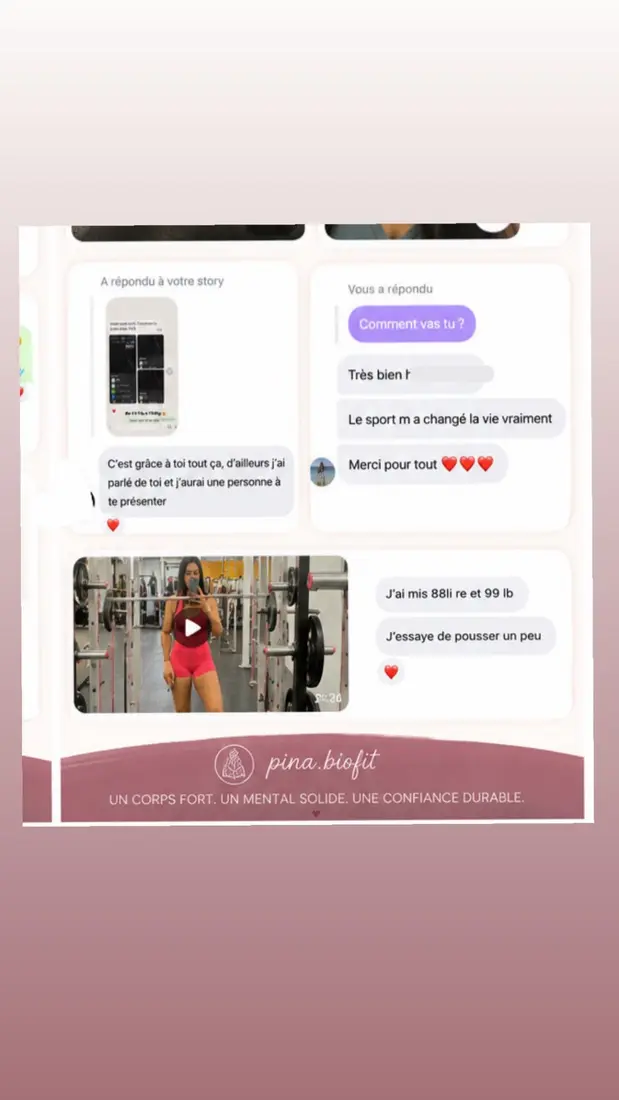 Retours positifs de clientes sur leur progression